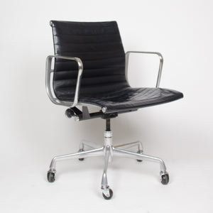 SOLD Eames Herman Miller Leather Low Executive Aluminum Group Desk Chairs