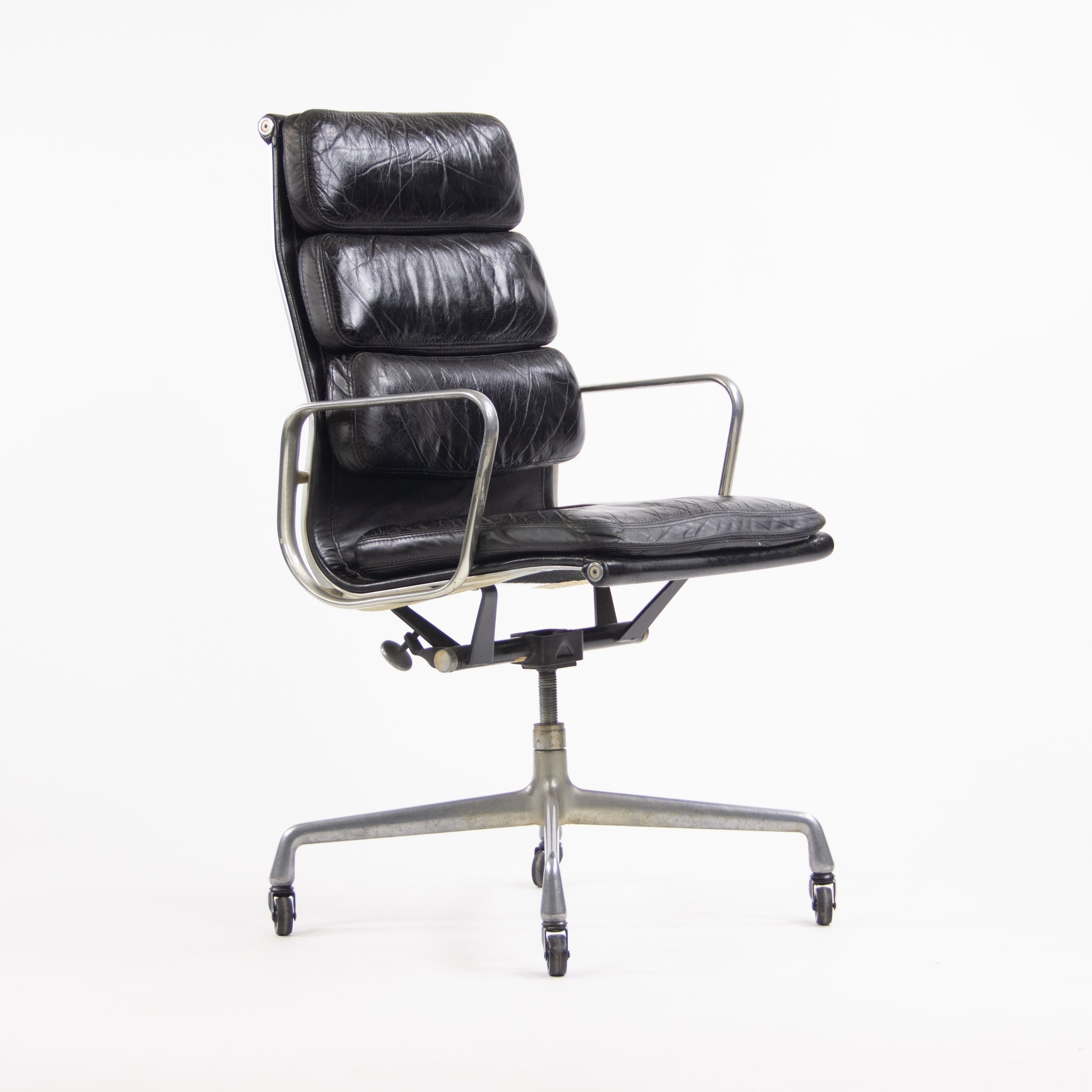 SOLD 1976 Vintage Black Eames Herman Miller High Back Soft Pad Aluminum Group Chair