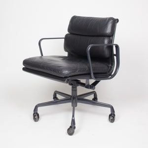 SOLD Eames Herman Miller Soft Pad Aluminum Group Chair Black Leather 4x