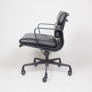 SOLD Eames Herman Miller Soft Pad Aluminum Group Chair Black Leather 4x