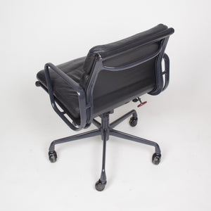 SOLD Eames Herman Miller Soft Pad Aluminum Group Chair Black Leather 4x