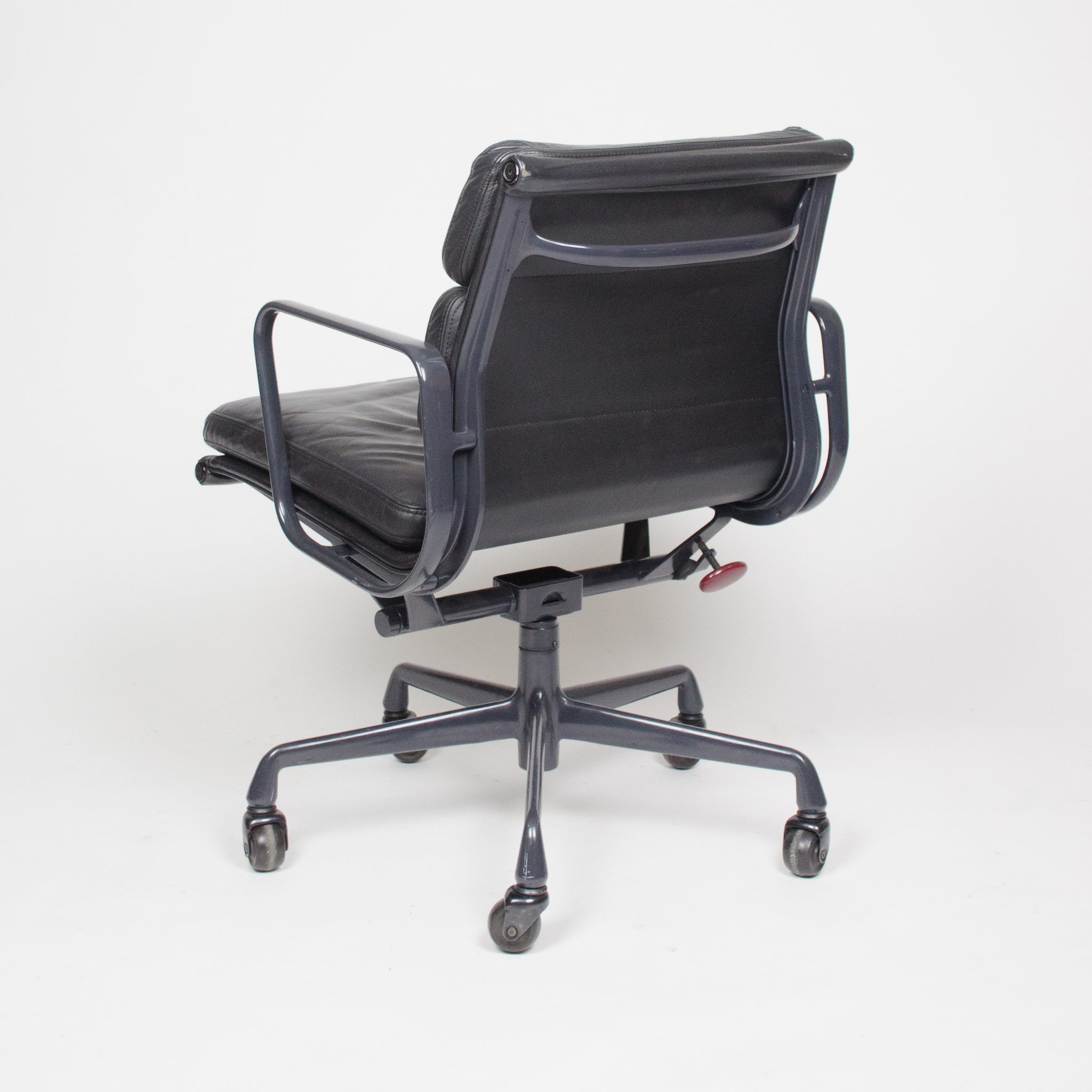 SOLD Eames Herman Miller Soft Pad Aluminum Group Chair Black Leather 4x