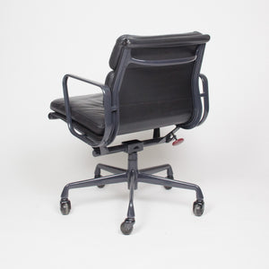 SOLD Eames Herman Miller Soft Pad Aluminum Group Chair Black Leather 4x