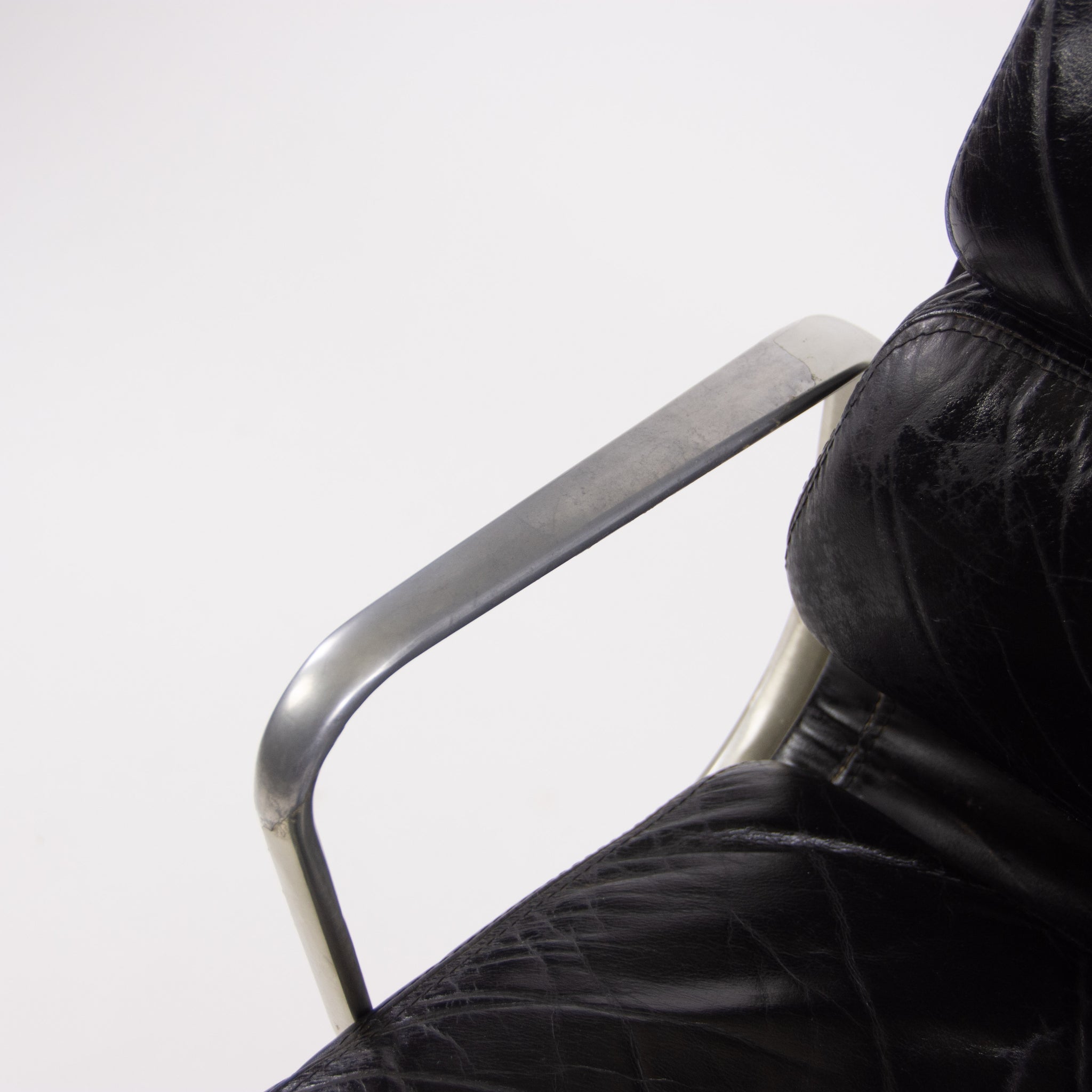 SOLD 1976 Vintage Black Eames Herman Miller High Back Soft Pad Aluminum Group Chair