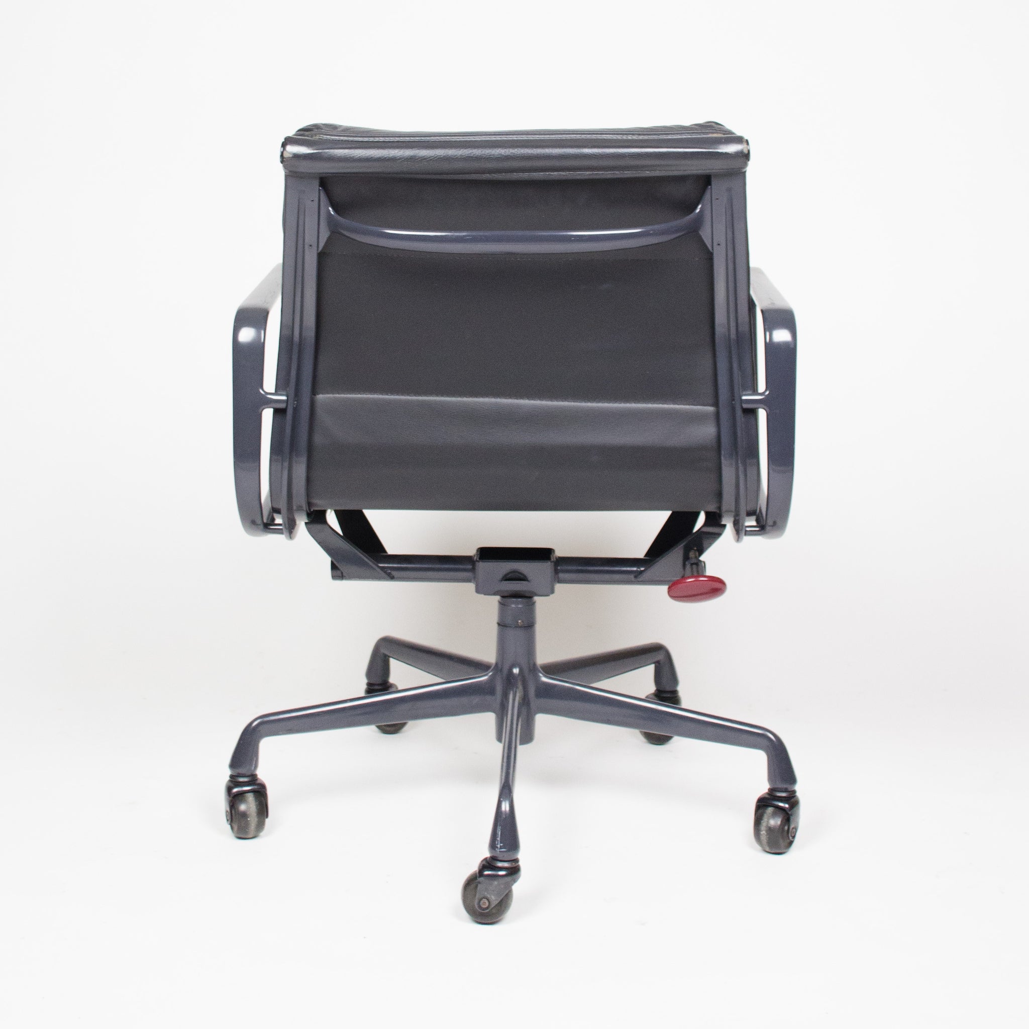 SOLD Eames Herman Miller Soft Pad Aluminum Group Chair Black Leather 4x