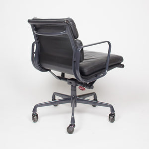 SOLD Eames Herman Miller Soft Pad Aluminum Group Chair Black Leather 4x