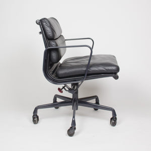 SOLD Eames Herman Miller Soft Pad Aluminum Group Chair Black Leather 4x