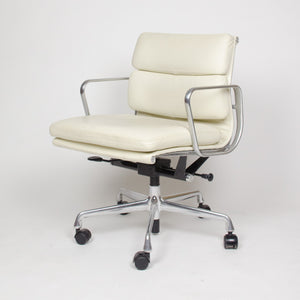 SOLD Eames Herman Miller Soft Pad Aluminum Group Chairs White Leather Mint (2x)