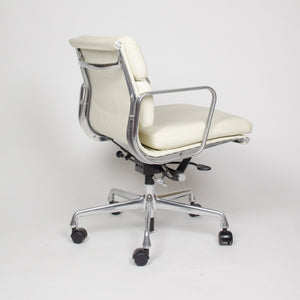 SOLD Eames Herman Miller Soft Pad Aluminum Group Chairs White Leather Mint (2x)