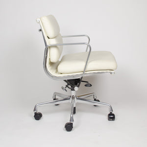 SOLD Eames Herman Miller Soft Pad Aluminum Group Chairs White Leather Mint (2x)