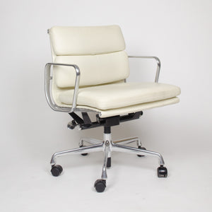 SOLD Eames Herman Miller Soft Pad Aluminum Group Chairs White Leather Mint (2x)