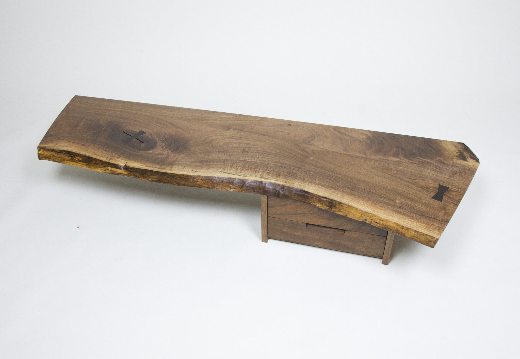 SOLD Authentic George Nakashima Studio Mira Nakashima Hanging 2-Drawer Shelf Black Walnut #2