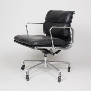 SOLD Eames Herman Miller Vintage Leather Low Soft Pad Aluminum Desk Chairs