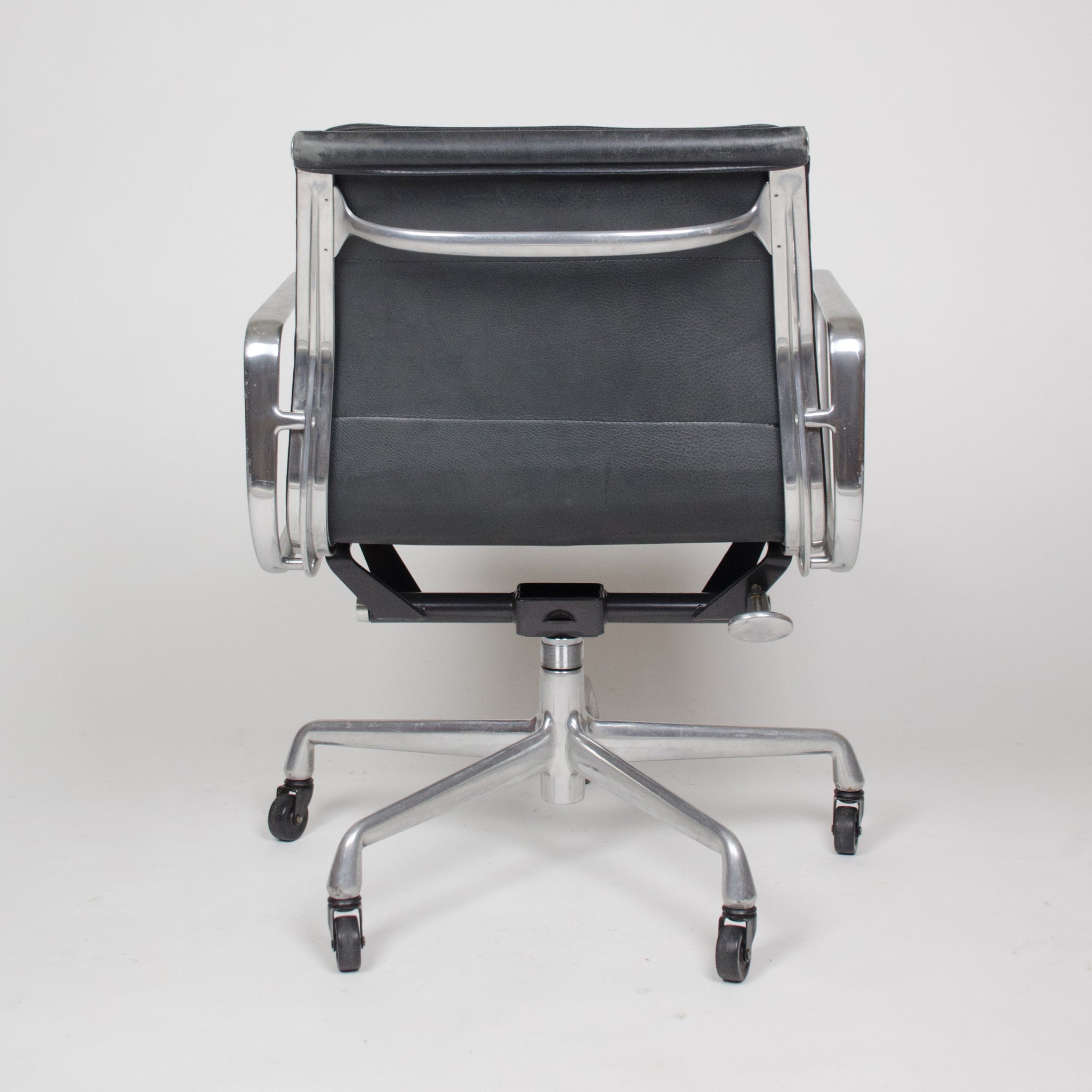 SOLD Eames Herman Miller Vintage Leather Low Soft Pad Aluminum Desk Chairs