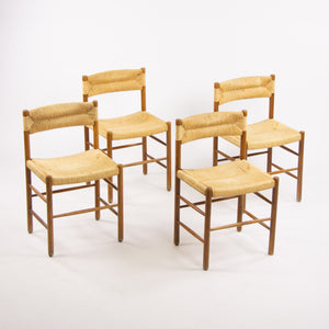 1950 Set of Four Vintage Charlotte Perriand Dordogne Chairs for Robert Sentou
