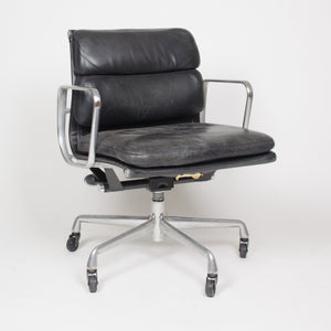 SOLD Eames Herman Miller Vintage Leather Low Soft Pad Aluminum Desk Chairs