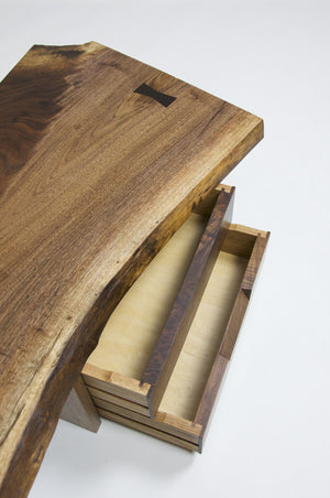SOLD Authentic George Nakashima Studio Mira Nakashima Hanging 2-Drawer Shelf Black Walnut #2