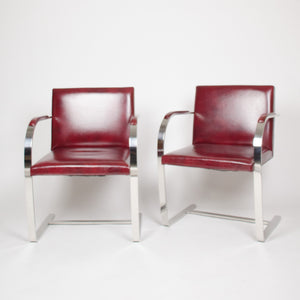 SOLD Knoll International Stainless Mies Van Der Rohe Brno Flat Bar Armchairs