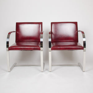 SOLD Knoll International Stainless Mies Van Der Rohe Brno Flat Bar Armchairs