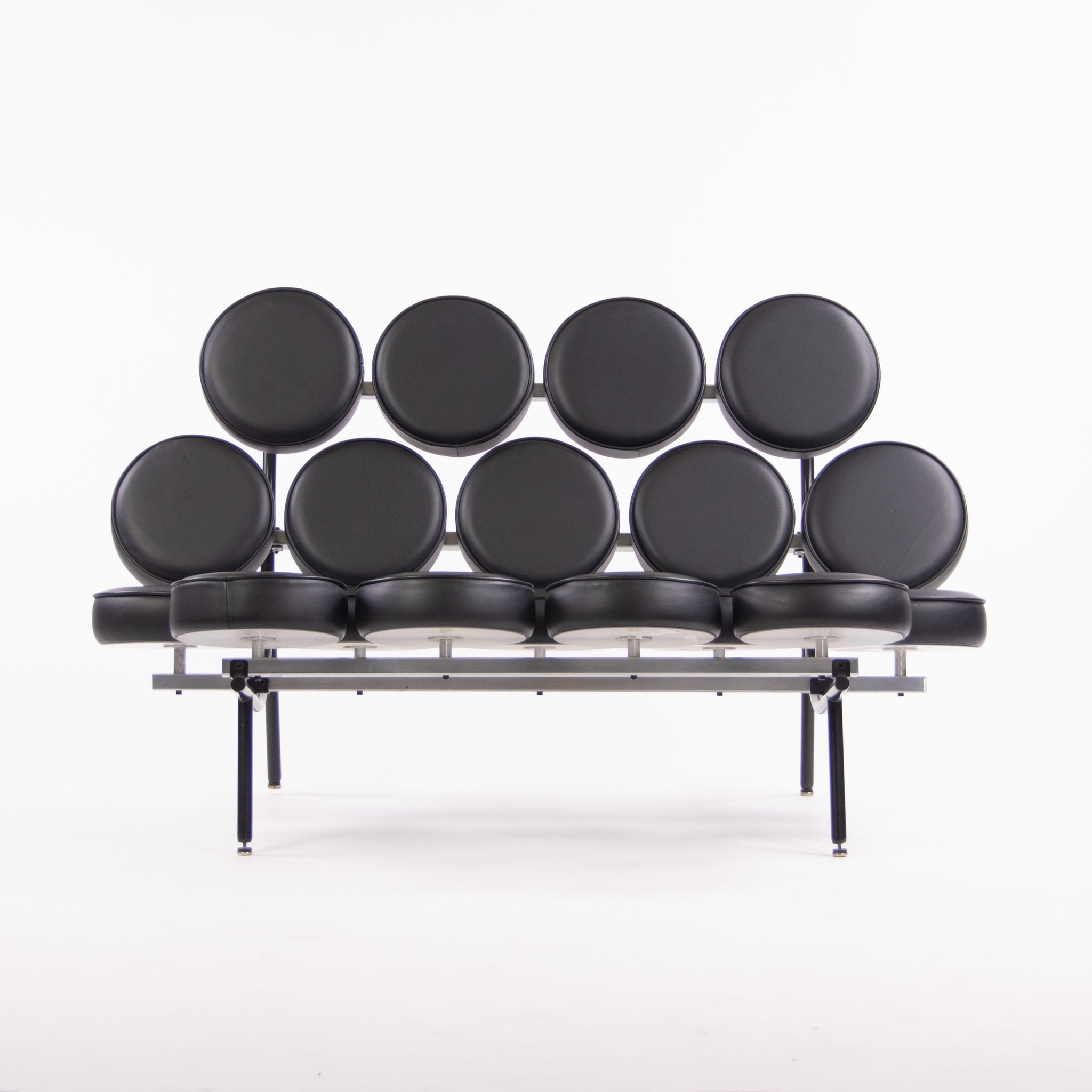SOLD 2000's Original George Nelson Herman Miller Marshmallow Sofa Black Upholstery
