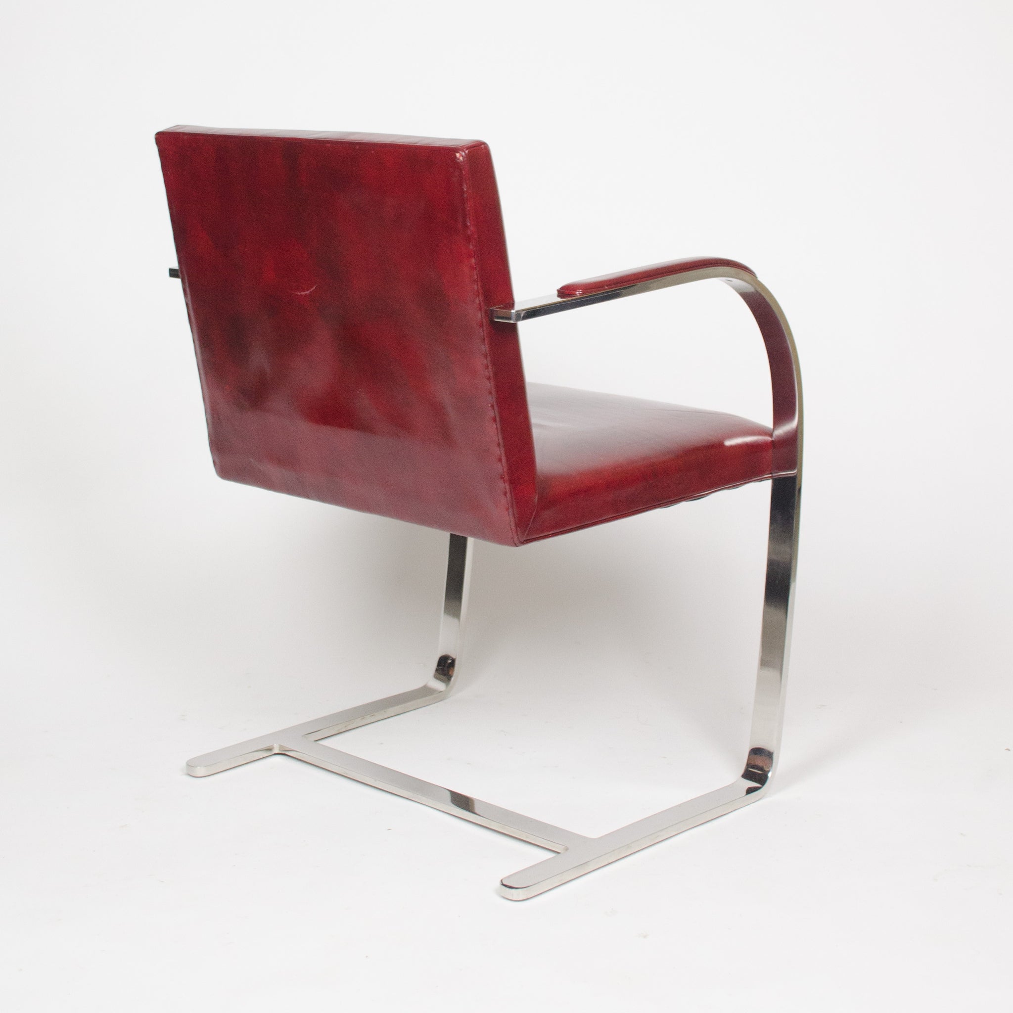 SOLD Knoll International Stainless Mies Van Der Rohe Brno Flat Bar Armchairs