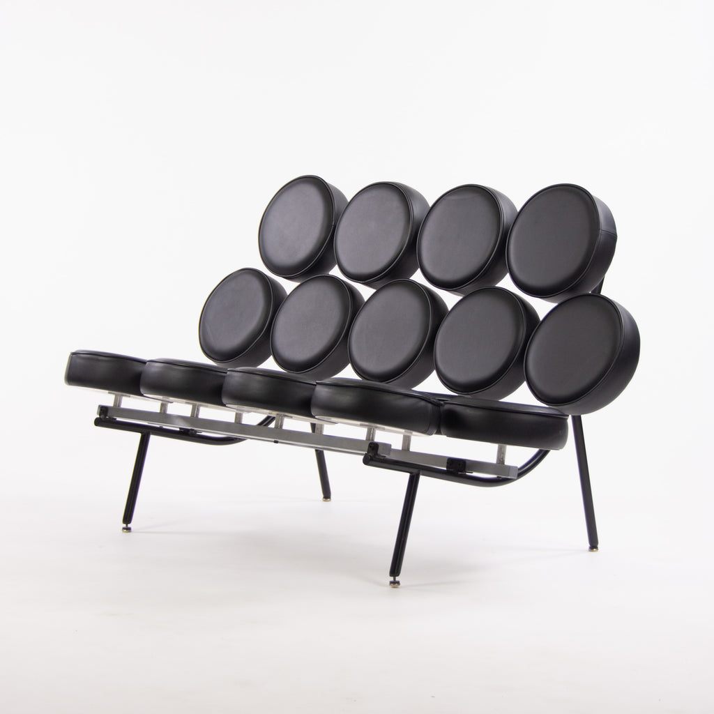 SOLD 2000's Original George Nelson Herman Miller Marshmallow Sofa Black Upholstery