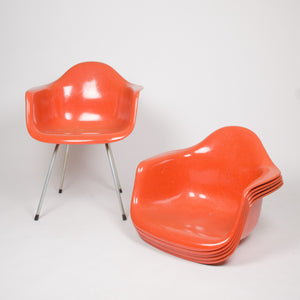 SOLD 1960's Eames Herman Miller Red / Orange Fiberglass Shell Chairs Arm Shells (3x)