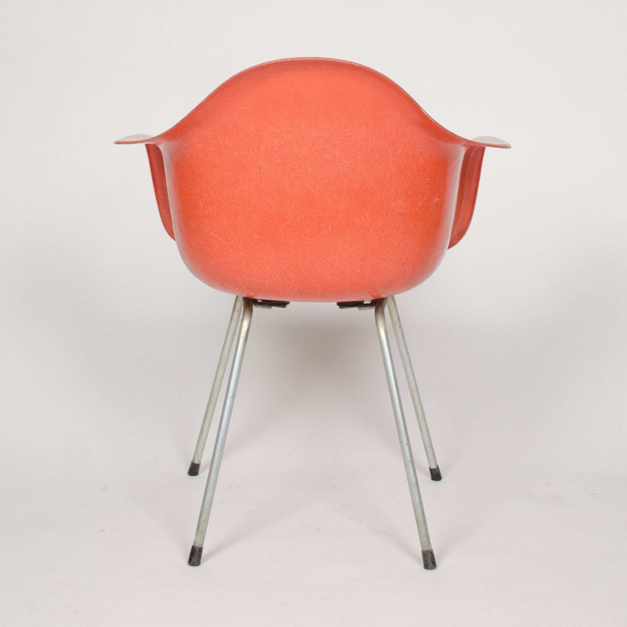 SOLD 1960's Eames Herman Miller Red / Orange Fiberglass Shell Chairs Arm Shells (3x)