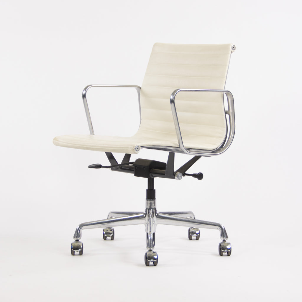 SOLD Herman Miller 2012 Eames Low Aluminum Group Management Desk Chair White Leather