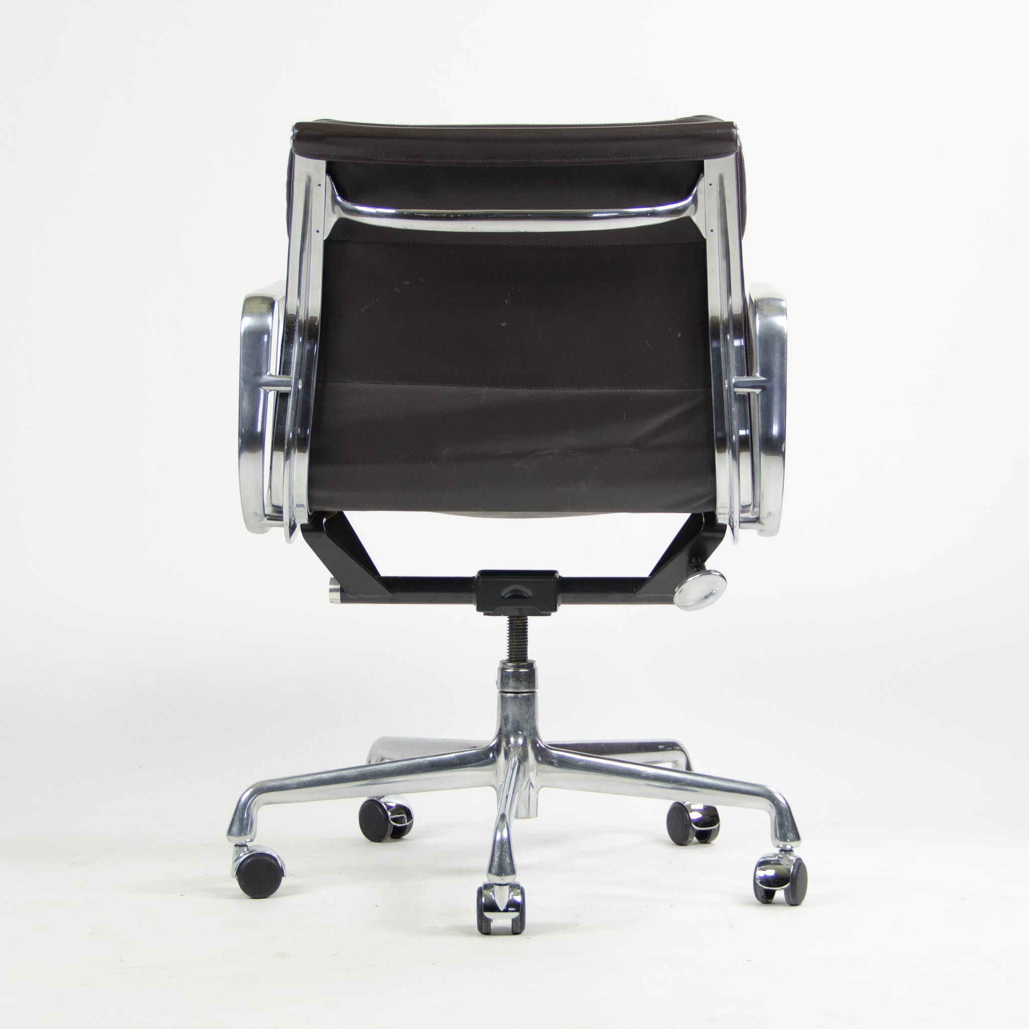 SOLD Herman Miller Eames Soft Pad Low Aluminum Group Chair Brown Leather 2000's 5x Available