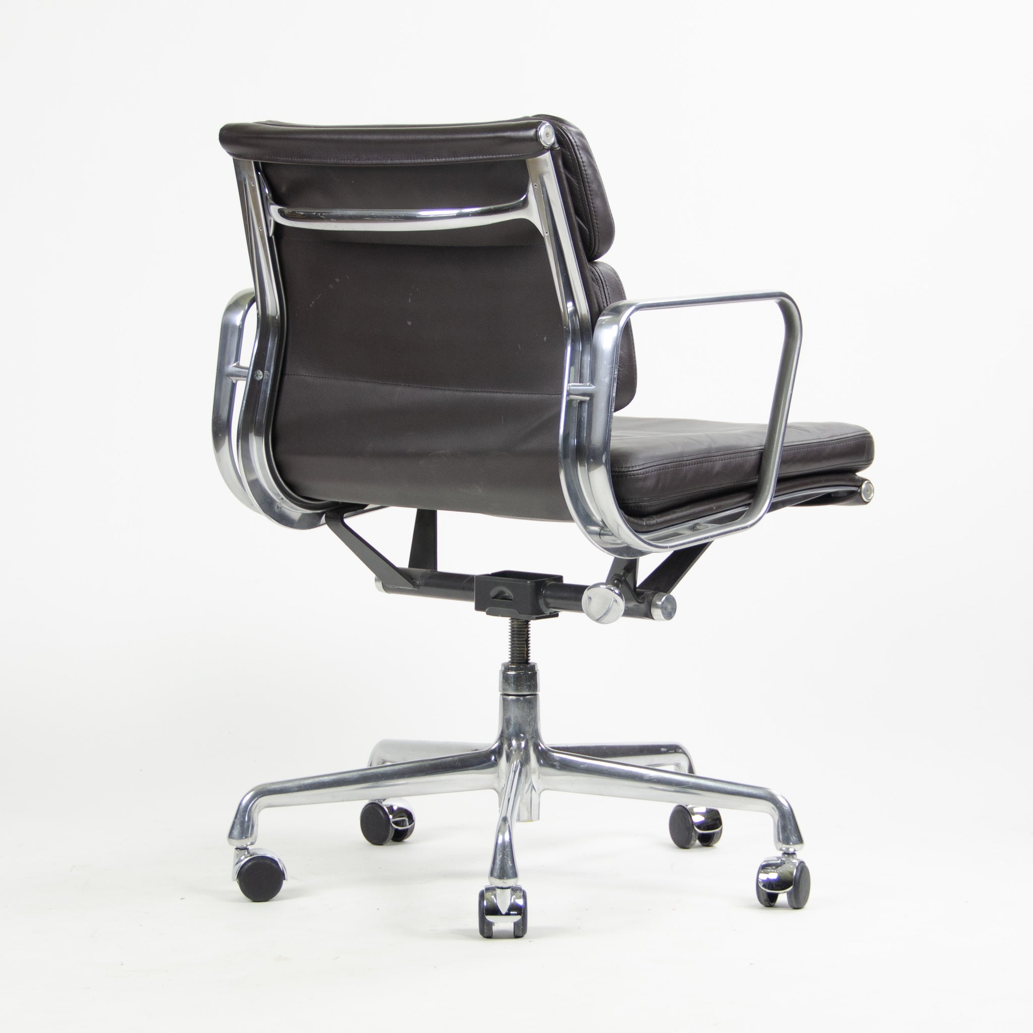 SOLD Herman Miller Eames Soft Pad Low Aluminum Group Chair Brown Leather 2000's 5x Available