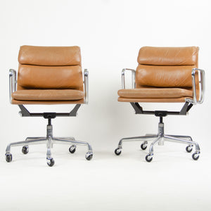 SOLD Herman Miller Eames 1987 Soft Pad Low Back Aluminum Group Chair Tan Leather 5x Available