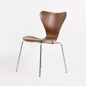 SOLD 1960's Vintage Fritz Hansen Set of Four Teak Arne Jacobsen Series 7 Dining Chairs Stackable