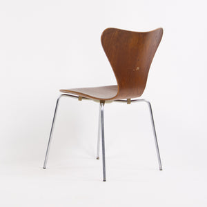 SOLD 1960's Vintage Fritz Hansen Set of Four Teak Arne Jacobsen Series 7 Dining Chairs Stackable