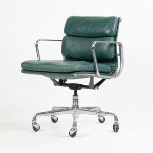 SOLD Herman Miller Eames 1987 Soft Pad Low Aluminum Group Chair Green Leather 14x Available