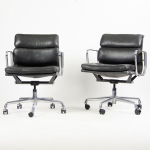 SOLD Herman Miller Eames Soft Pad Low Aluminum Group Chair Black Leather 2000's 8x Available