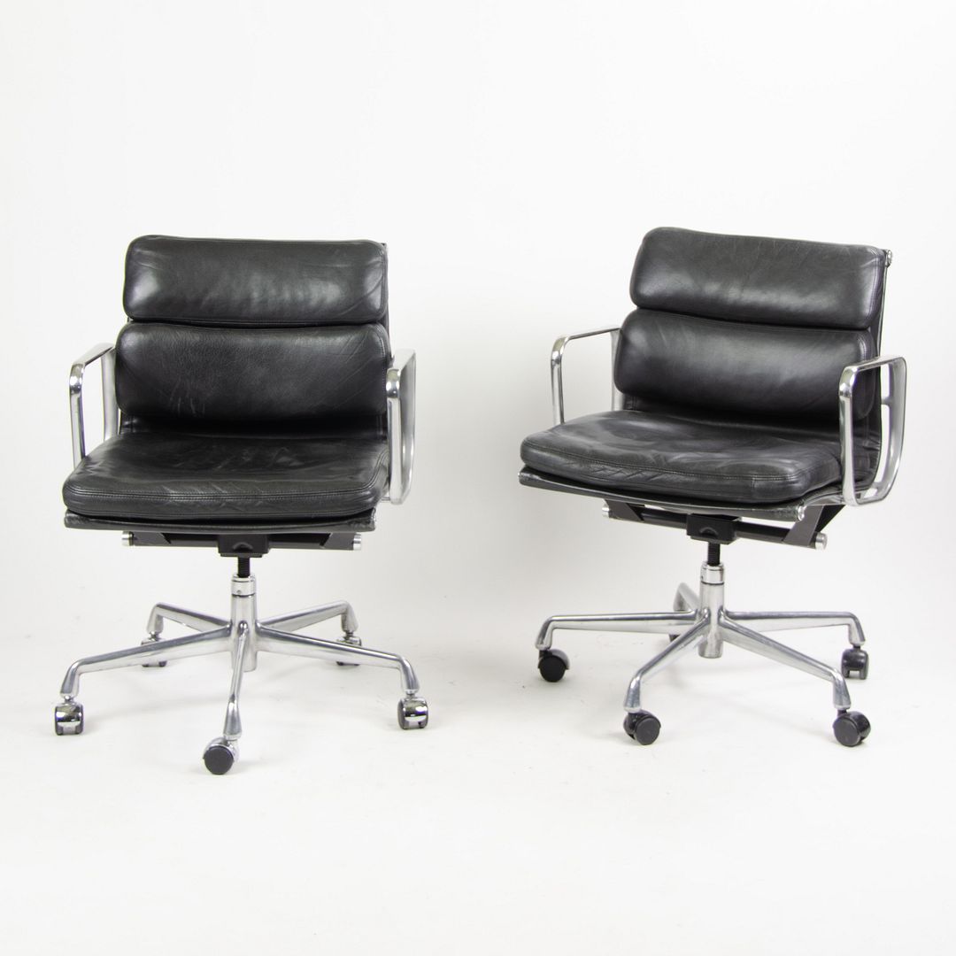 SOLD 1990S Eames Soft Pad Management Chair By Charles And Ray Eames For Herman Miller Leather, Aluminum 8x Available