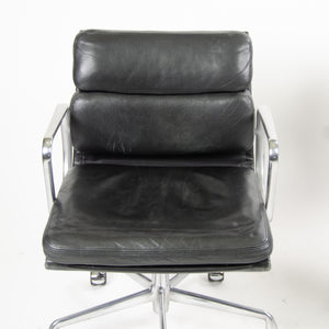 SOLD Herman Miller Eames Soft Pad Low Aluminum Group Chair Black Leather 2000's 8x Available