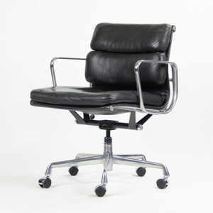 SOLD Herman Miller Eames Soft Pad Low Aluminum Group Chair Black Leather 2000's 8x Available