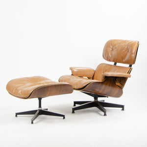 SOLD 1956 Herman Miller Eames Lounge Chair & Ottoman 670 671 Boot Glides Tan