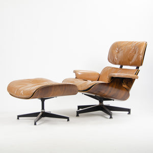 SOLD 1956 Herman Miller Eames Lounge Chair & Ottoman 670 671 Boot Glides Tan