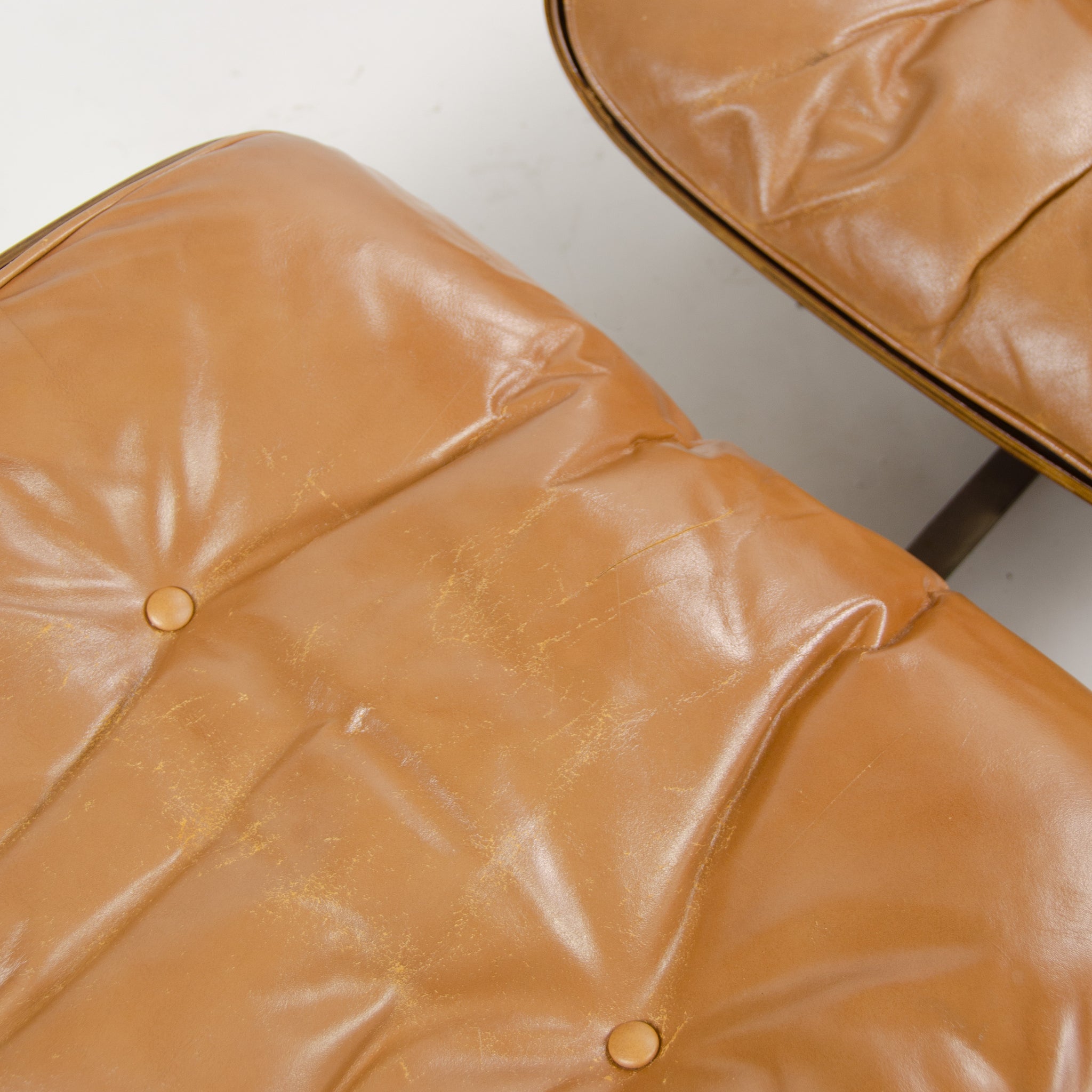 SOLD 1956 Herman Miller Eames Lounge Chair & Ottoman 670 671 Boot Glides Tan