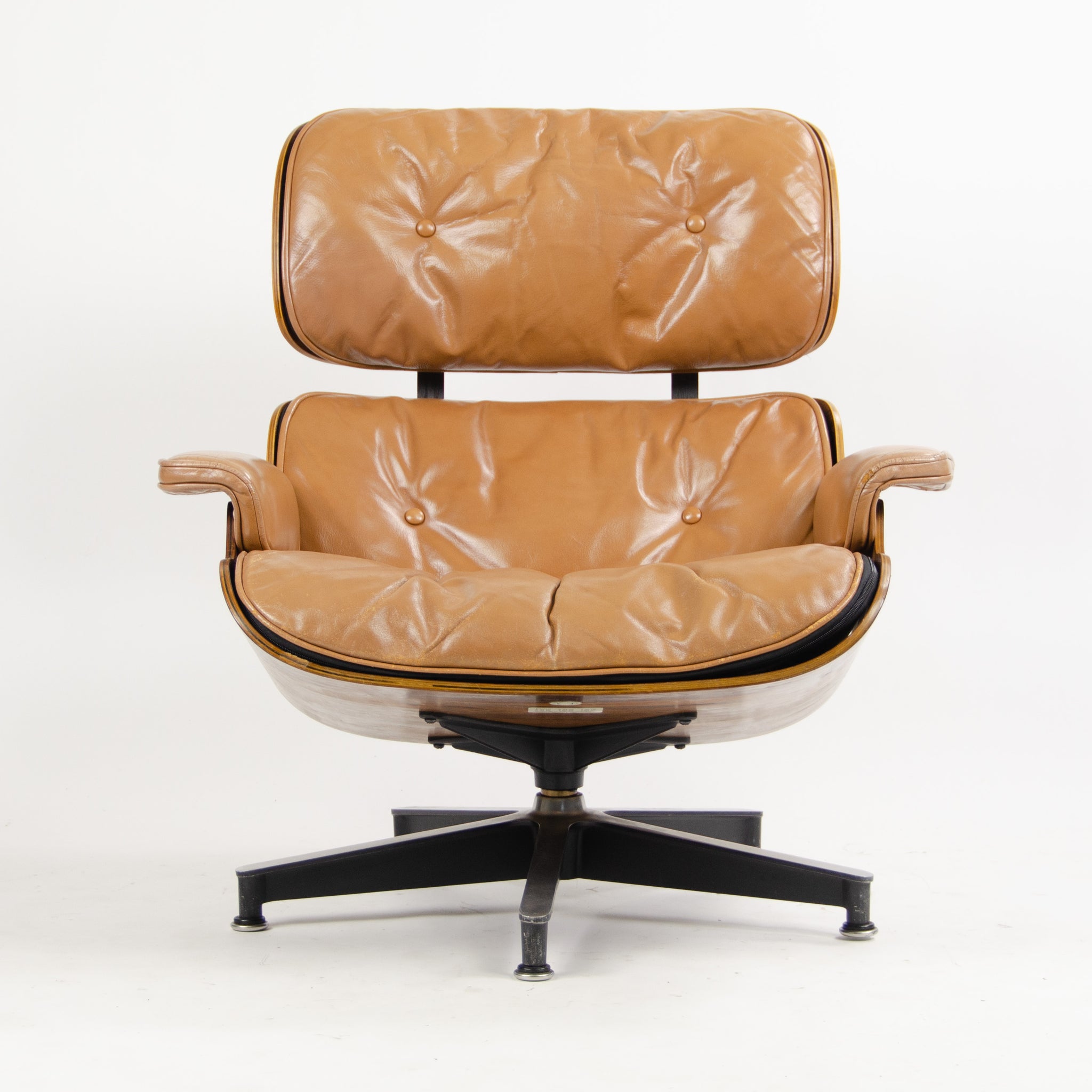 SOLD 1956 Herman Miller Eames Lounge Chair & Ottoman 670 671 Boot Glides Tan