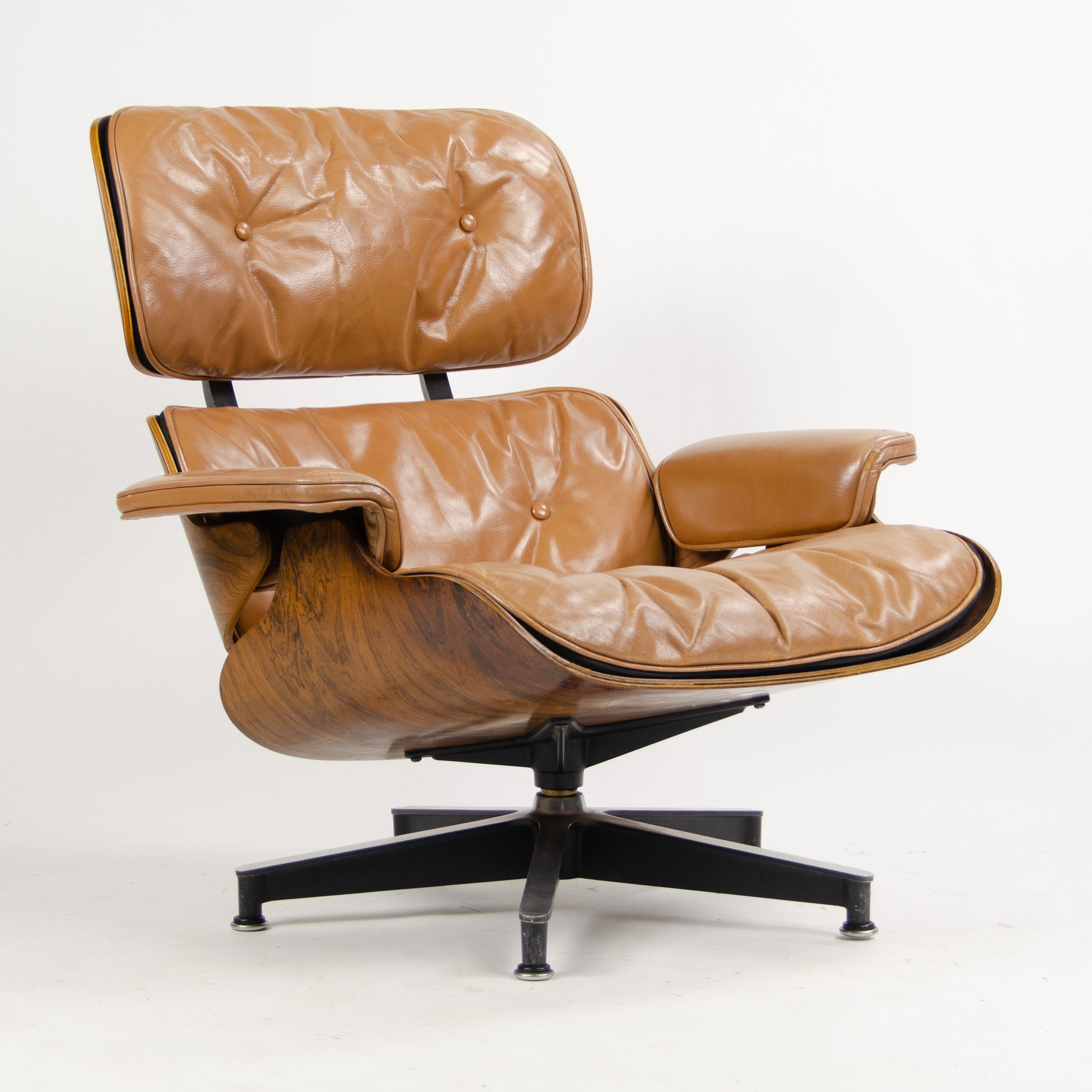 SOLD 1956 Herman Miller Eames Lounge Chair & Ottoman 670 671 Boot Glides Tan