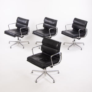 SOLD Herman Miller Eames Soft Pad Aluminum Group Chair Black Leather 2000s 4x Available