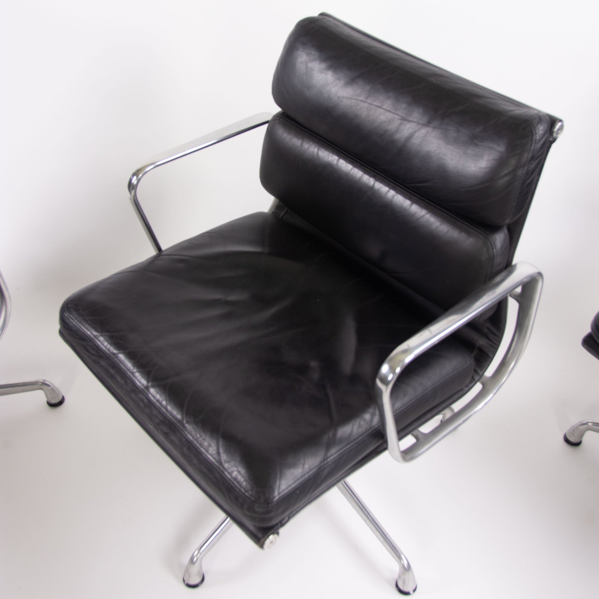 SOLD Herman Miller Eames Soft Pad Aluminum Group Chair Black Leather 2000s 4x Available