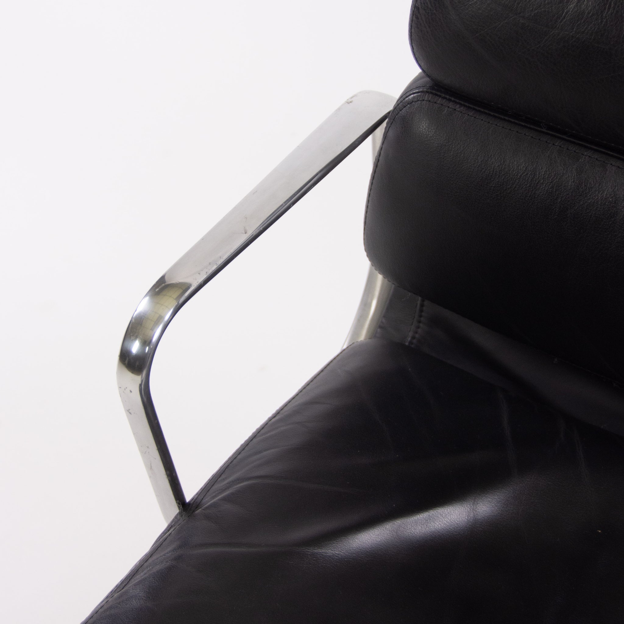 SOLD Herman Miller Eames Soft Pad Aluminum Group Chair Black Leather 2000s 4x Available