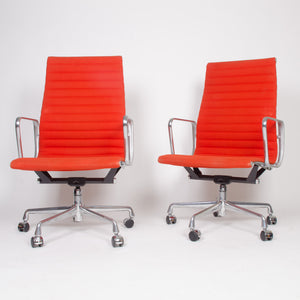 SOLD Eames Herman Miller Fabric High Executive Aluminum Group Desk Chairs (4x)