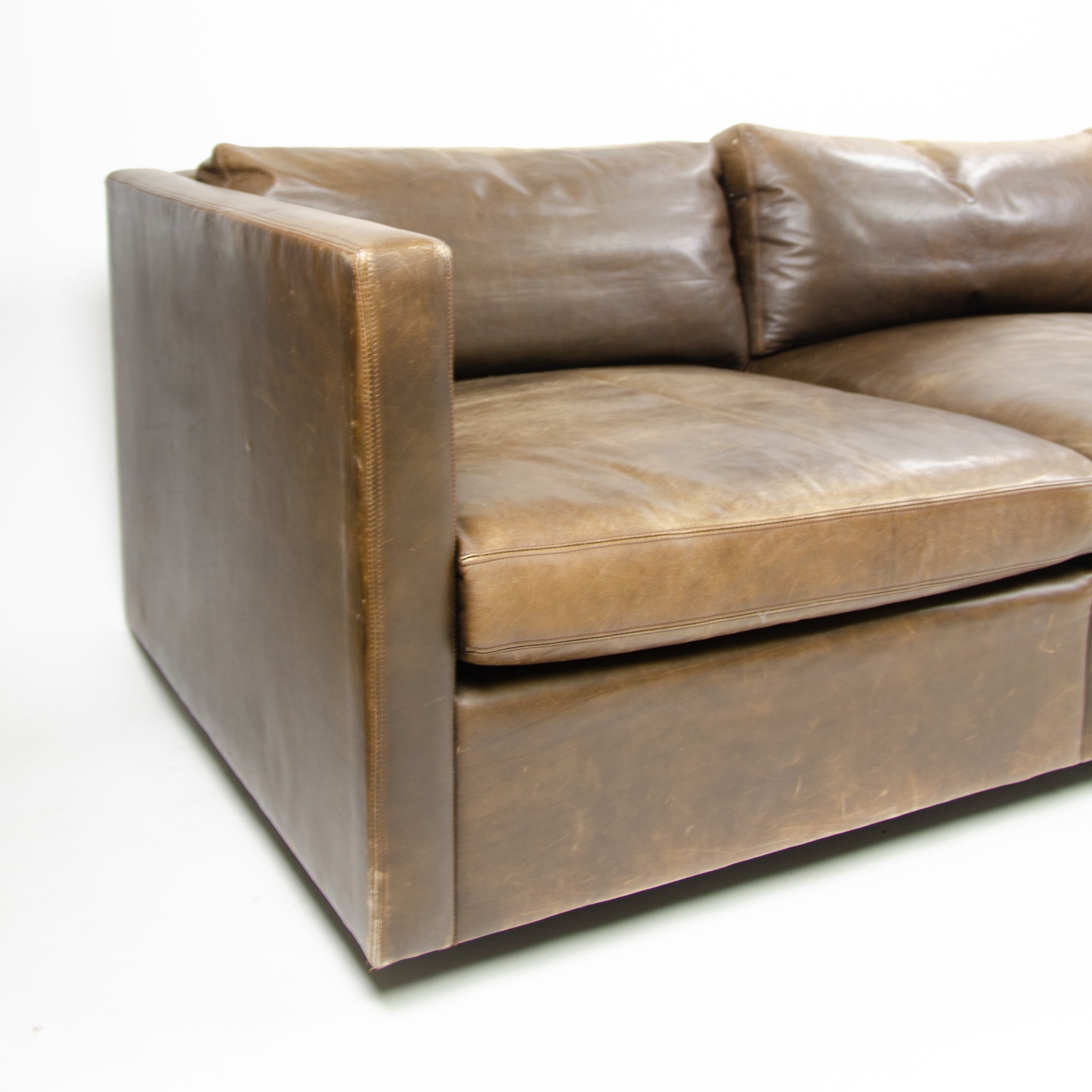 SOLD 1978 Knoll Charles Pfister Brown Leather Sofa