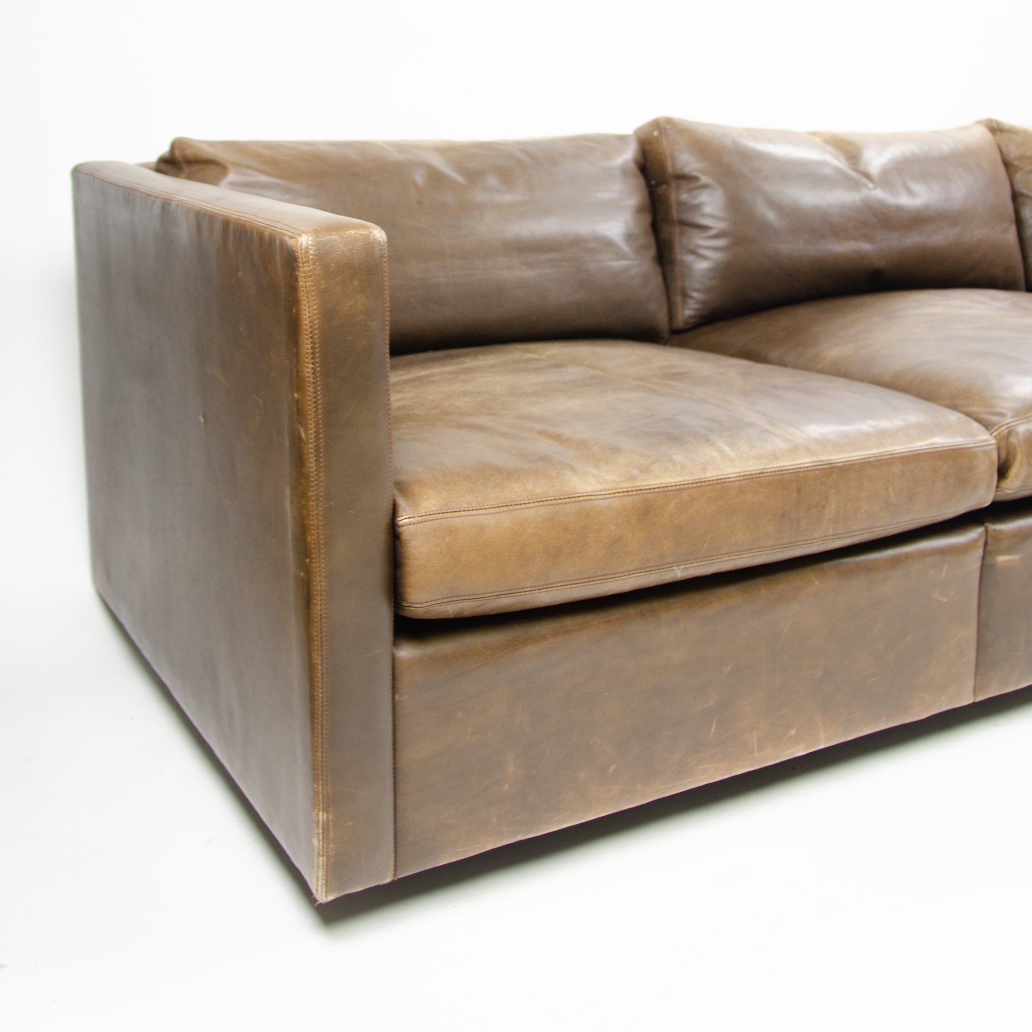 SOLD 1978 Knoll Charles Pfister Brown Leather Sofa